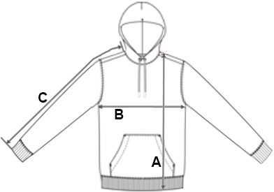 Drawing showing the product measurement lines