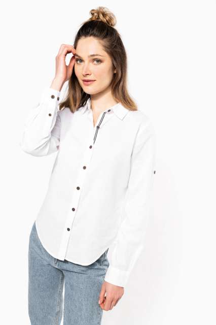 Kariban K589 — LADIES' LONG SLEEVE LINEN AND COTTON SHIRT