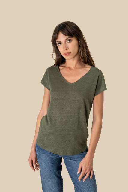 Spasso SP321 — LADIES' V-NECK LINEN T-SHIRT